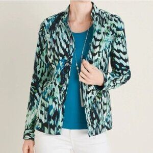 NWOT Chico's Reversible Solid To Printed Linen Jacket